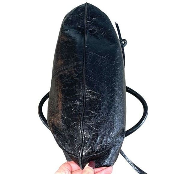 Charles David Womens Classic Shiny Patent Leather Satchel Handbag Black - Picture 7 of 12